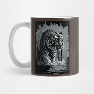 The Majestic Tiger of the Water monochrome Mug